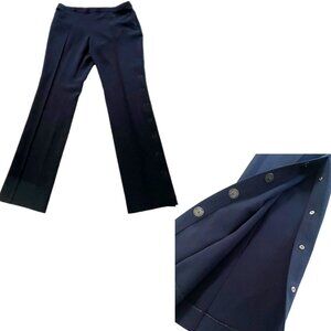 Akris Punto Trendy Snap Button Navy Blue Trouser Pants, Size 14